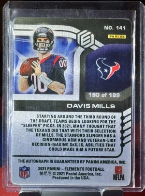 2021 Panini Elements Davis Mills #141 Steel Signature RC #/199 back
